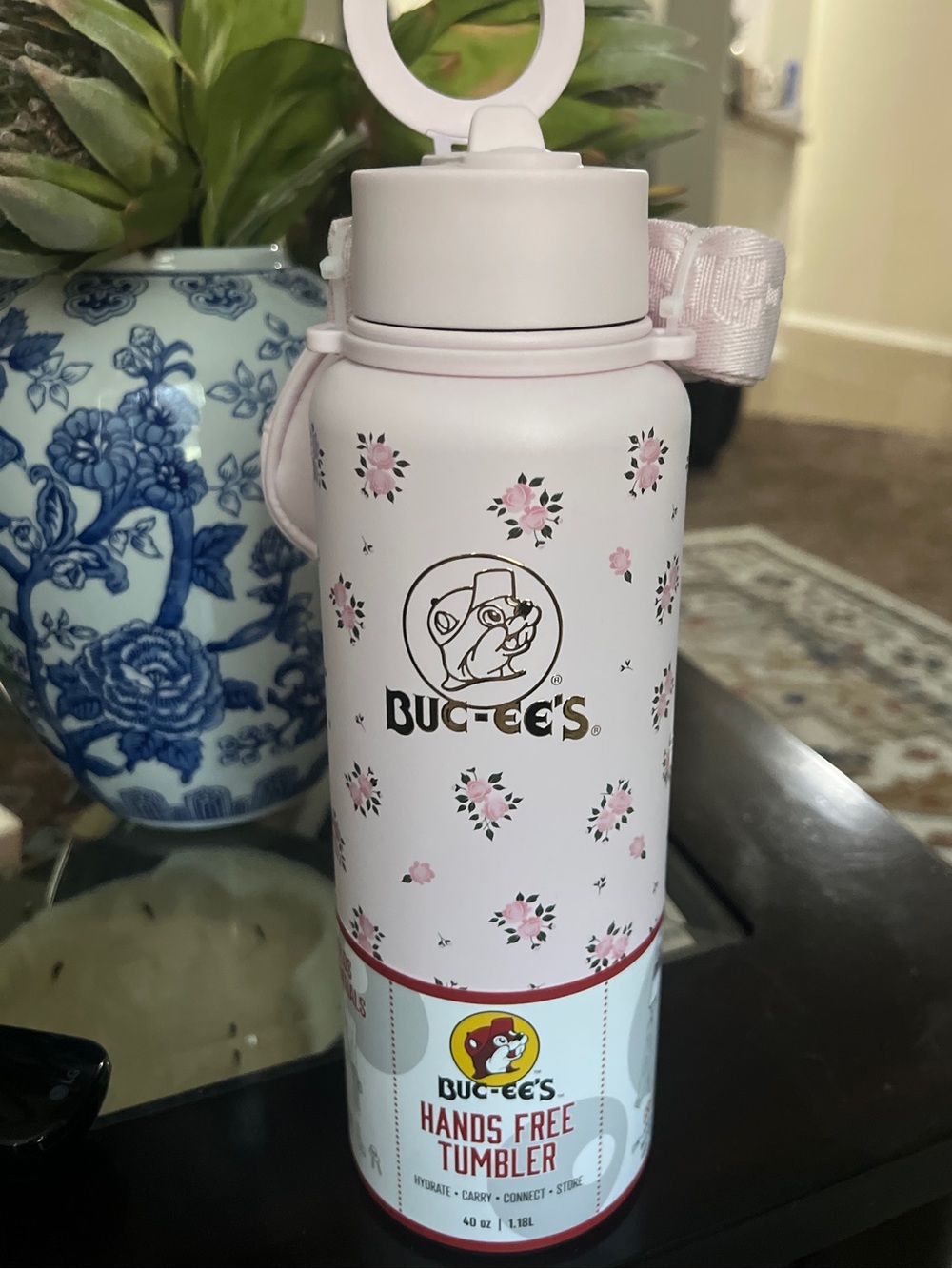 Buc-ee’s Pink Floral Hands-Free Tumbler